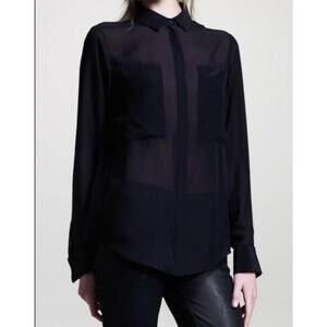T by Alexander Wang‎ Silk Combo Blouse Black - Size Small